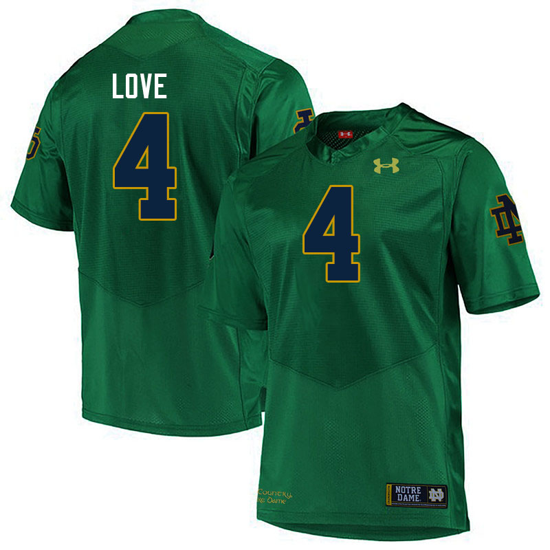 Men #4 Jeremiyah Love Notre Dame Fighting Irish College Football Jerseys Stitched-Green